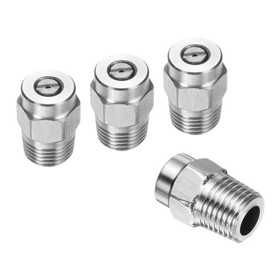 Uxcell 4pcs Surface Clean Tip 15 Degree 1/4 Inch NPT Male 1.236 Orifice 4000 PSI Stainless Steel Threaded Pressure Washer Spray Nozzles for Water gun Water Broom