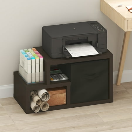 Furinno Viola Multipurpose Shelf with Bin in Dark Oak
