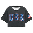 thumbnail image 3 of KALE Short Sleeve Shirts for Women American Flag Crop Tops USA Shirt Patriotic 4th Of July Tee Memorial Day Tshirt Girls Y2K Clothes Grey, 3 of 5