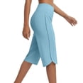 thumbnail image 3 of Womens Long Shorts Quick Dry Stretch Yoga Capris Sweatshort High Waist Workout Gym Shorts with Pockets (XL, Blue), 3 of 6