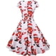 thumbnail image 3 of Vestido de Navidad para mujer, estilo vintage, manga corta, estilo años 50, estilo retro, para cóctel, escote en V, falda plisada, vestido de fiesta, elegante, estilo festivo, estilo, 3 of 4