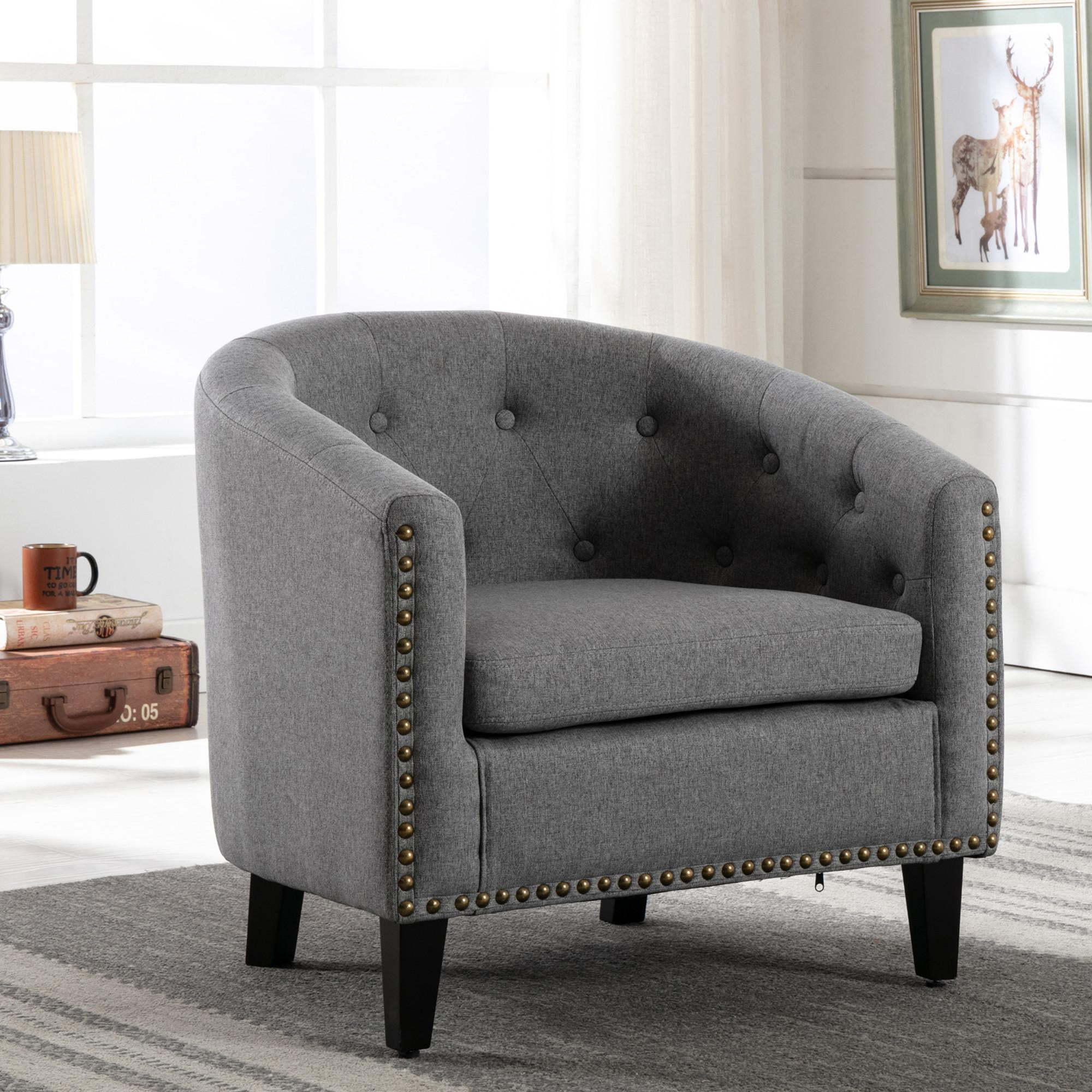 Linen Fabric Accent Chair for Living Room Bedroon, Modern Tufted