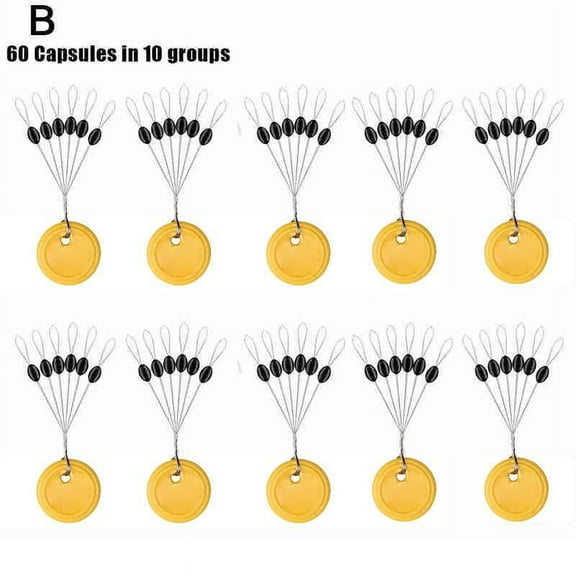 Misterolina 10 Groups of 60 Fishing Bobber Line Olive Shape Stoppers Beans Space P1