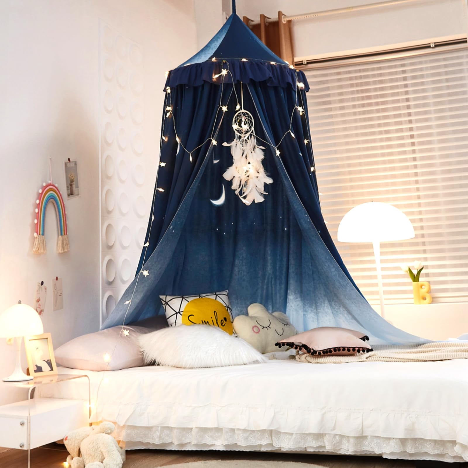 Decor For Bed  Soft Smooth Playing Tent Room Decoration Princess Castle Dreamy Mosquito Net Bedding Reading Nook Canopies In Home (night Sky-ruffle)
