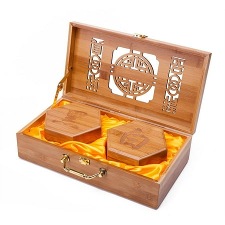 - Collectible Wei Qi Go Game Set Melamine Single Convex Stones and Bamboo Bowls Elegant Hollow Out Bamboo Storage Case