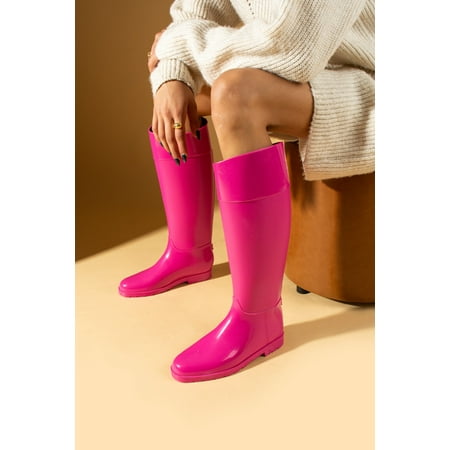 

Pembe Potin Waterproof Non-Slip Sole Comfortable Mold Below Knee Women s Rain Boots 74-647-24