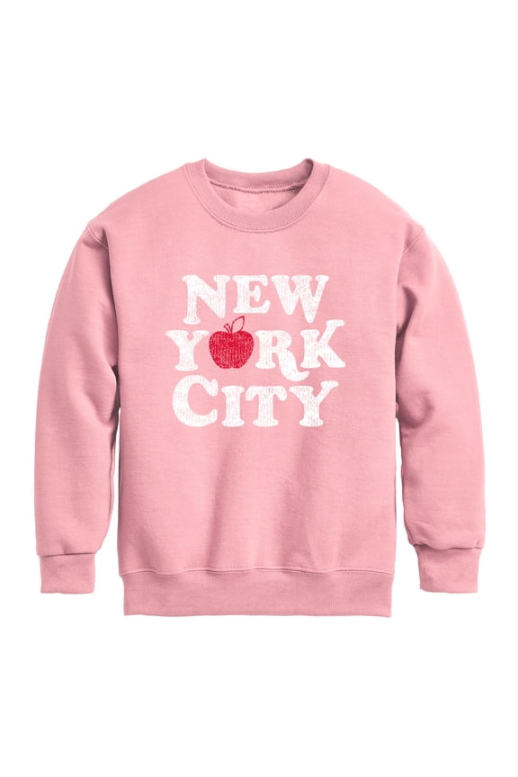 - New York City Apple Graphic Long Sleeve Fleece Sweatshirt