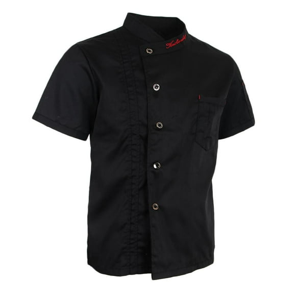 Chaquetas blancas/negras/rojas sólidas, de manga corta, uniformes de cocina para mujer L Colcomx Uniforme de chaqueta de chef