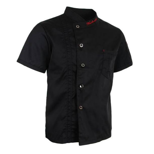 Chaquetas blancas/negras/rojas sólidas, de manga corta, uniformes de cocina para mujer 2XL Colcomx Uniforme de chaqueta de chef