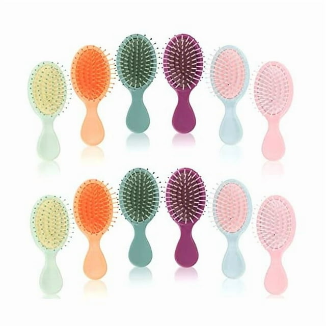 wonima11 12 PCS Wet Mini Detangling Brush, 6 Colors Hair Detangler Brush for Toddlers & Kids, Travel Hairbrush Small Soft Comb for Baby & Women & Girls Curly Hair
