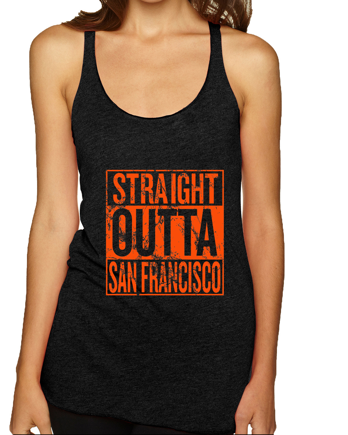 Straight Outta San Francisco SF Fan | Fantasy Baseball Fans | Womens Sports Premium Tri-Blend Racerback Tank Top, Vintage Black, Small - image 1 of 4
