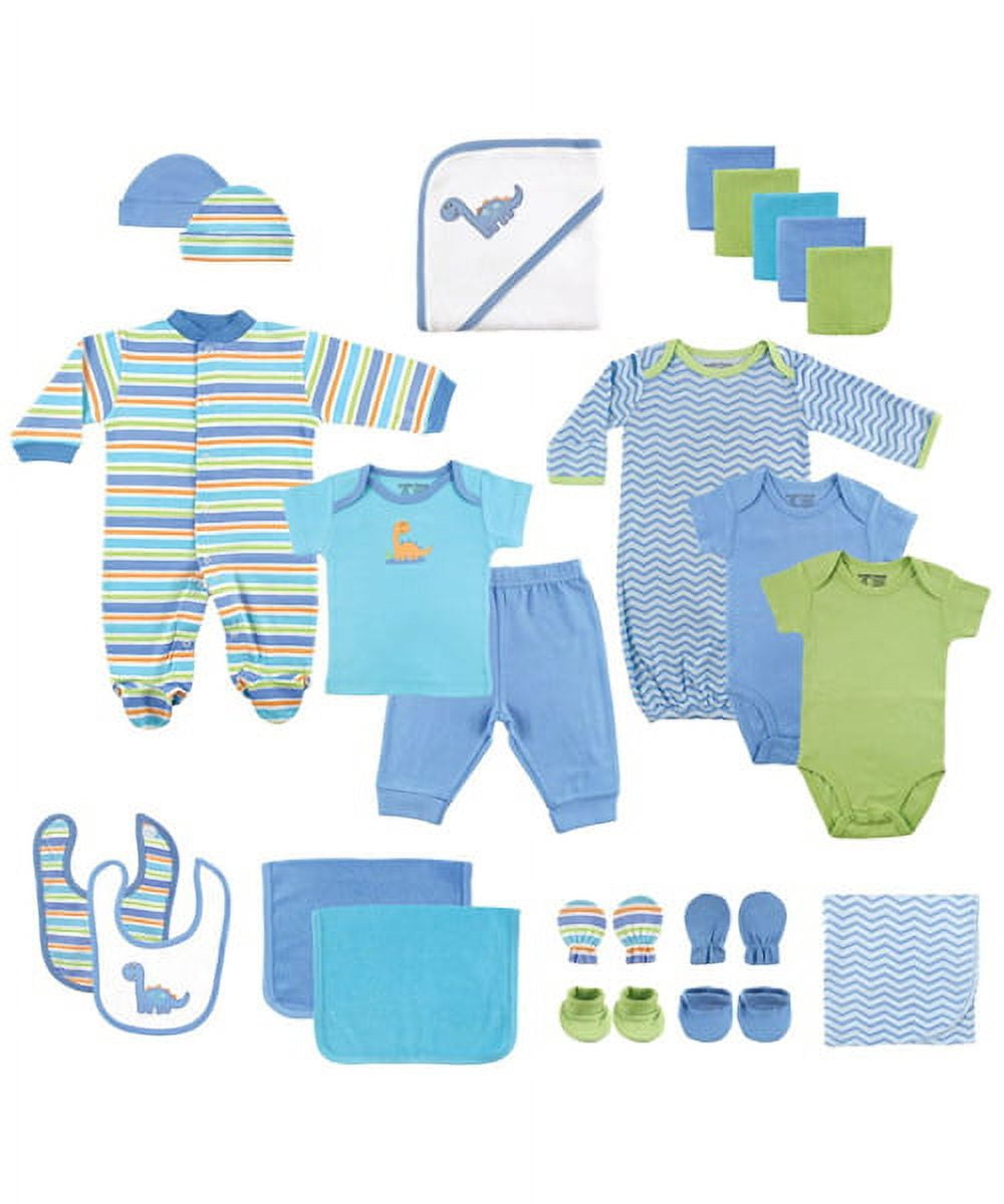 Luvable Friends Baby Boy Layette Gift Cube, Blue Dino, 0-6 Months