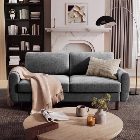 BedLuxury 78” Studio Loveseat with Wide Armrests & Wood Legs, Modern Sofa for Small Space & Living Room, Beige