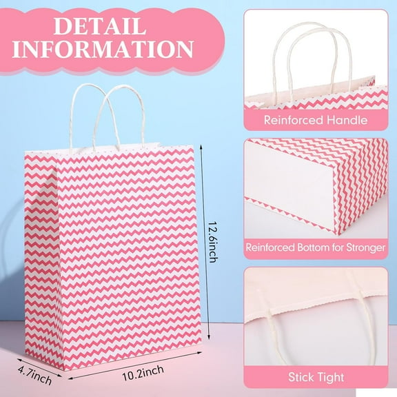 24 Pcs Paper Gift Bags with Handles - Assorted Sizes & Designs for All Occasions