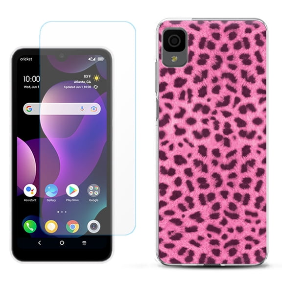 Slim-Fit Gel TPU Phone Case for TCL 30Z / 30 Z / 30 LE, with Tempered Glass Screen Protector, by OneToughShield ® - Cheetah Pink