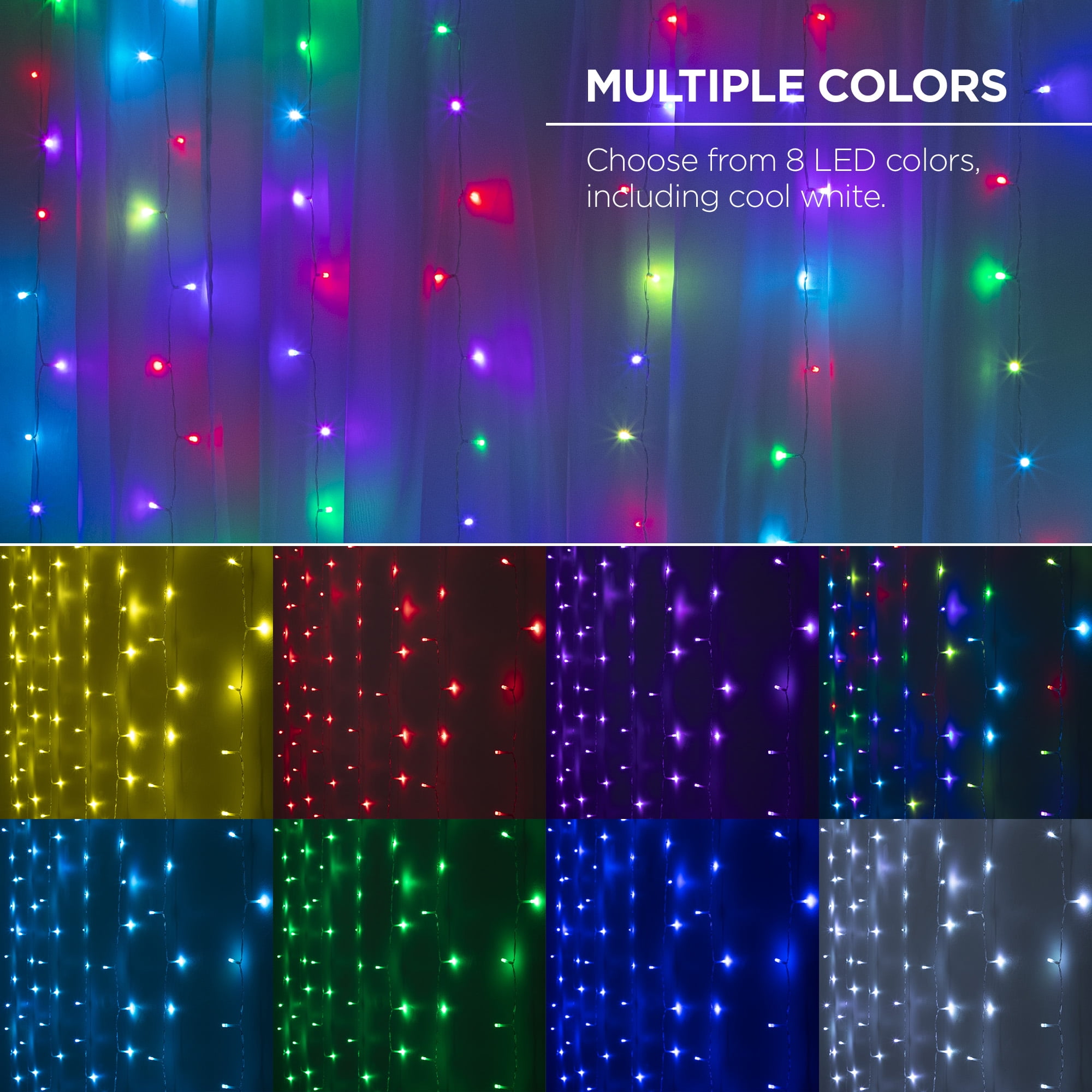 Merkury Photo Clips Curtain Lights Cascading Led String Lights