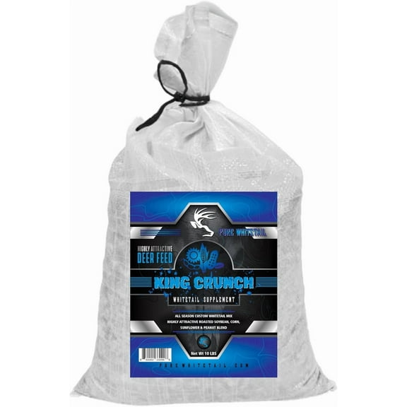 King Crunch Healthy Deer Feed | Loved by Deer, Turkey, Squirrels | Whole Peanuts, Roasted Soy Nuts, Black Sunflower Seeds, & Corn | Real Deer Food Not Protein Pellets | 10 lb Bag