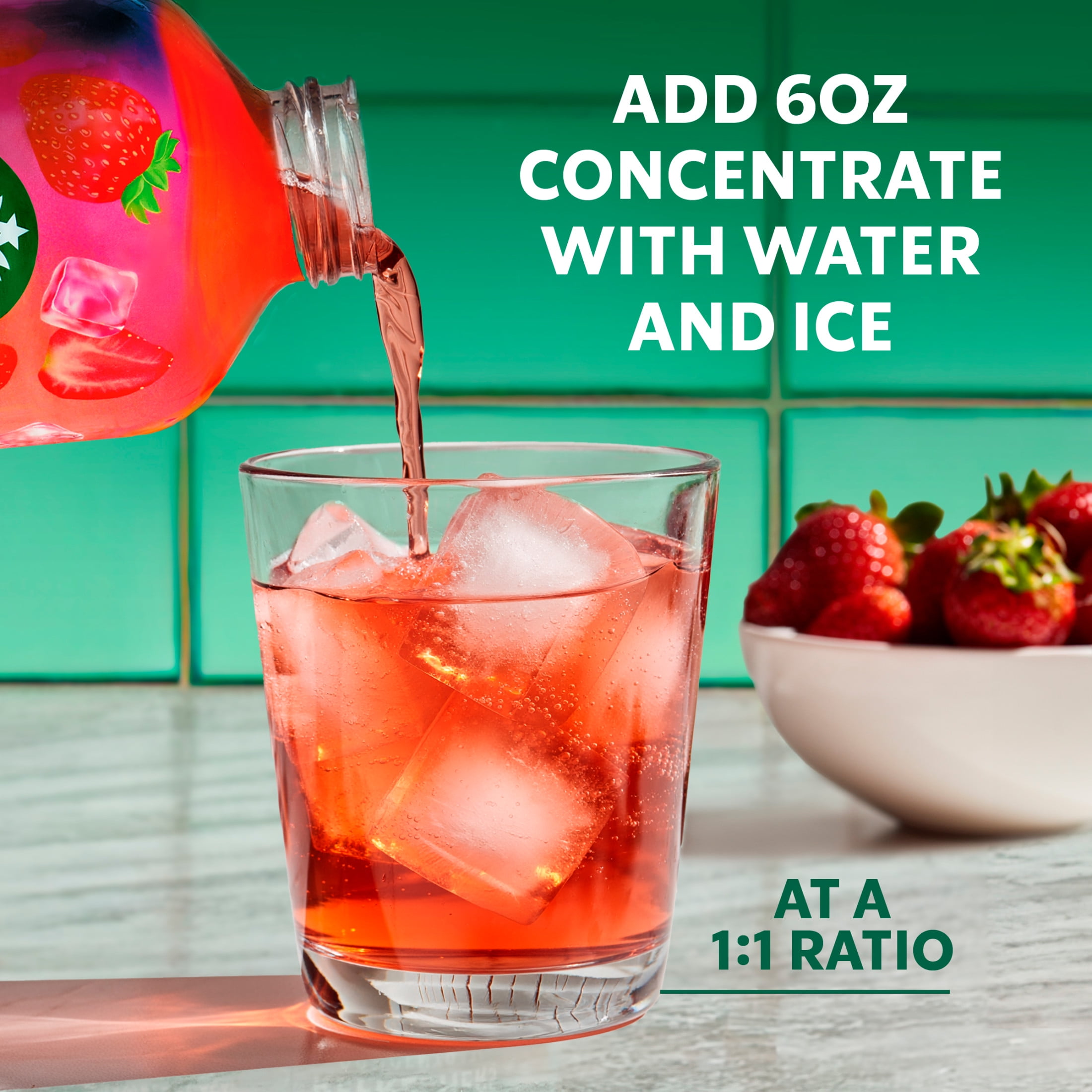 Starbucks Refreshers Concentrate Strawberry Acai, Refreshing Drink, Cold Drinks  32 fl oz