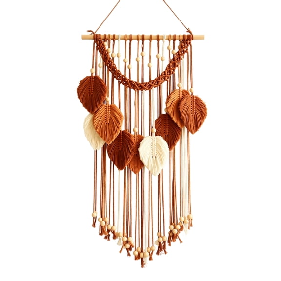 StlyGar Macrame Wall Hanging Boho Woven Tapestry Chic Home Decor Modern Bohemian Handmade Leaf Feather Wall Art for Apartment