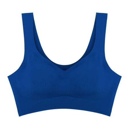 Wireless Push up Bras for Women Full-Coverage Bra Feature V-Neck Balconette Bra Style W-808 Hook and Eye Closure V Neck Cami BraGirls Blue XXL