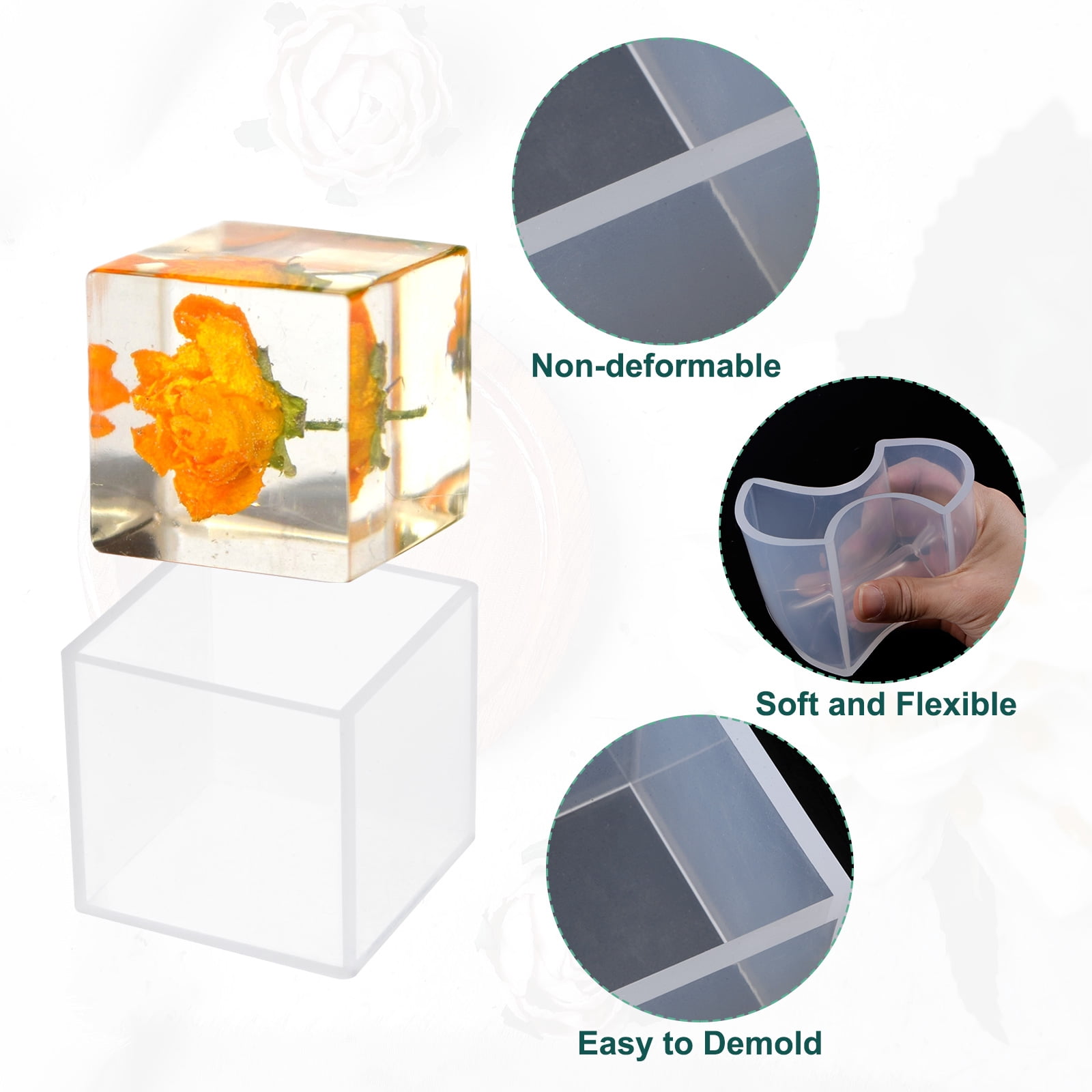 Uxcell Resin Silicone Mold 1 Set (2packs) Cube Epoxy Mould for DIY Art Home Decoration