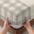 thumbnail image 3 of Full Size Fitted Sheet Set - Retro Grey 3 Piece Bedding Sets 16" Deep Pocket Fitted Sheet with 2 Pillowcases Farmhouse Buffalo Plaid Vintage Beige Brushed Microfiber Hotel Luxury Bed Sheets, 3 of 9