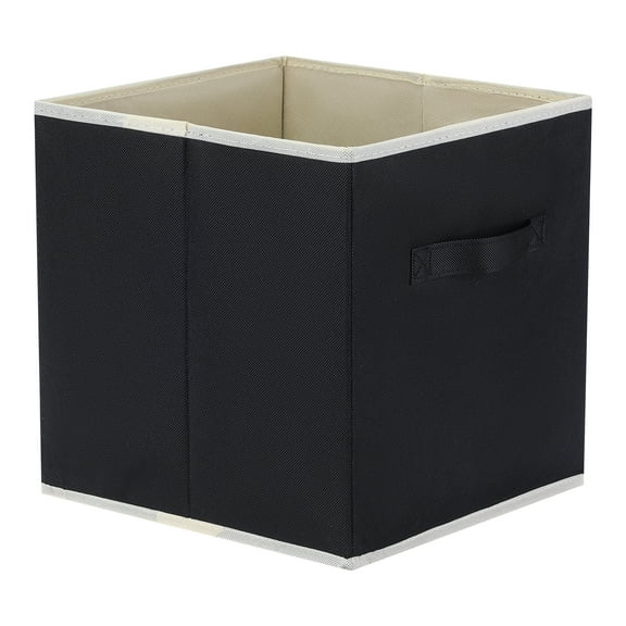 Unique Bargains 3 Pcs Square Fabric Collapsible Storage Basket Bin with Handle Black L