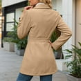 thumbnail image 5 of Huowey Women Trench Coat Plus Size Mid Length Double Classic Coat Winter Notched Lapel Collar Jacket Autumn Winter Fashion Outerwear,Khaki,XXL, 5 of 6
