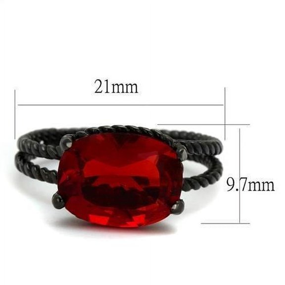 IP Black(Ion Plating) Stainless Steel Ring with Synthetic Synthetic Glass in Siam for Women Style TK030J
