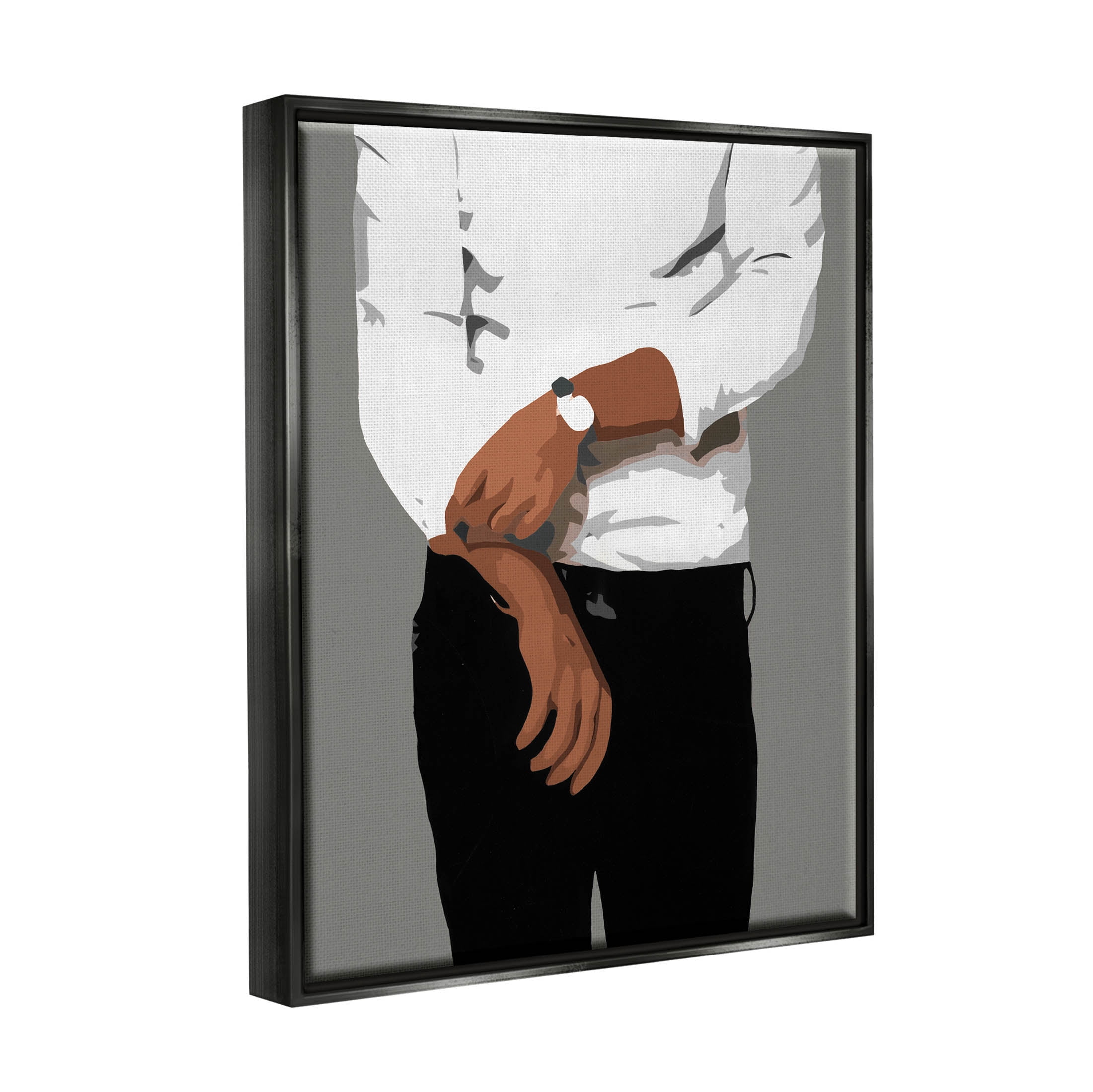 Stupell Industries Stylish Man Chic Outfit Graphic Art Jet Black Floating Framed Canvas Print Wall Art, Design by Beth Ann Lawson