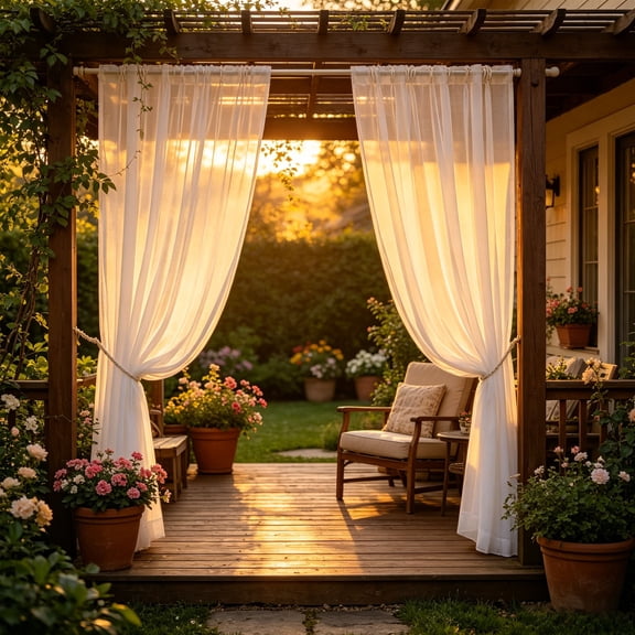 Upgraded Fade Resistant Outdoor Rod Pocket Curtain, Waterproof Light Blocking Patio Drapes for Porch Sunroom Garden, White