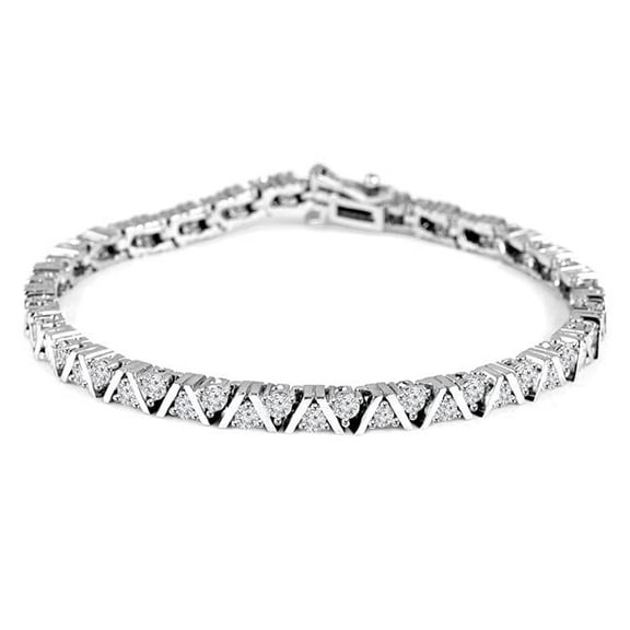 3.4 CTW Round Lab Created Diamond Tennis Bracelet in 14K White Gold