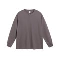 thumbnail image 1 of Camiseta de manga larga de algodón puro de 300 g de peso pesado para otoño/invierno, color sólido, holgada, con rosca de tornillo y cuello pequeño para hombres y mujeres, 1 of 4