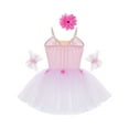 thumbnail image 4 of YONGHS Kids Girls Ballet Camisole Skirted Leotard Ballerina Princess Tutu Dress with Arm Sleeves Pink 13-14, 4 of 7
