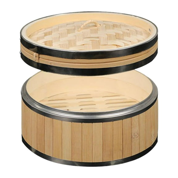 deevoka Bamboo Steamer Basket Dumpling Steamer Cooking Round Small for Asian Food Sum & Single Layer