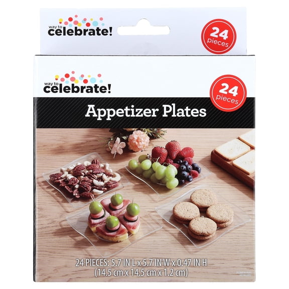 24-Count 5.7IN Clear Disposable Plastic Appetizer Plates, by Way To Celebrate