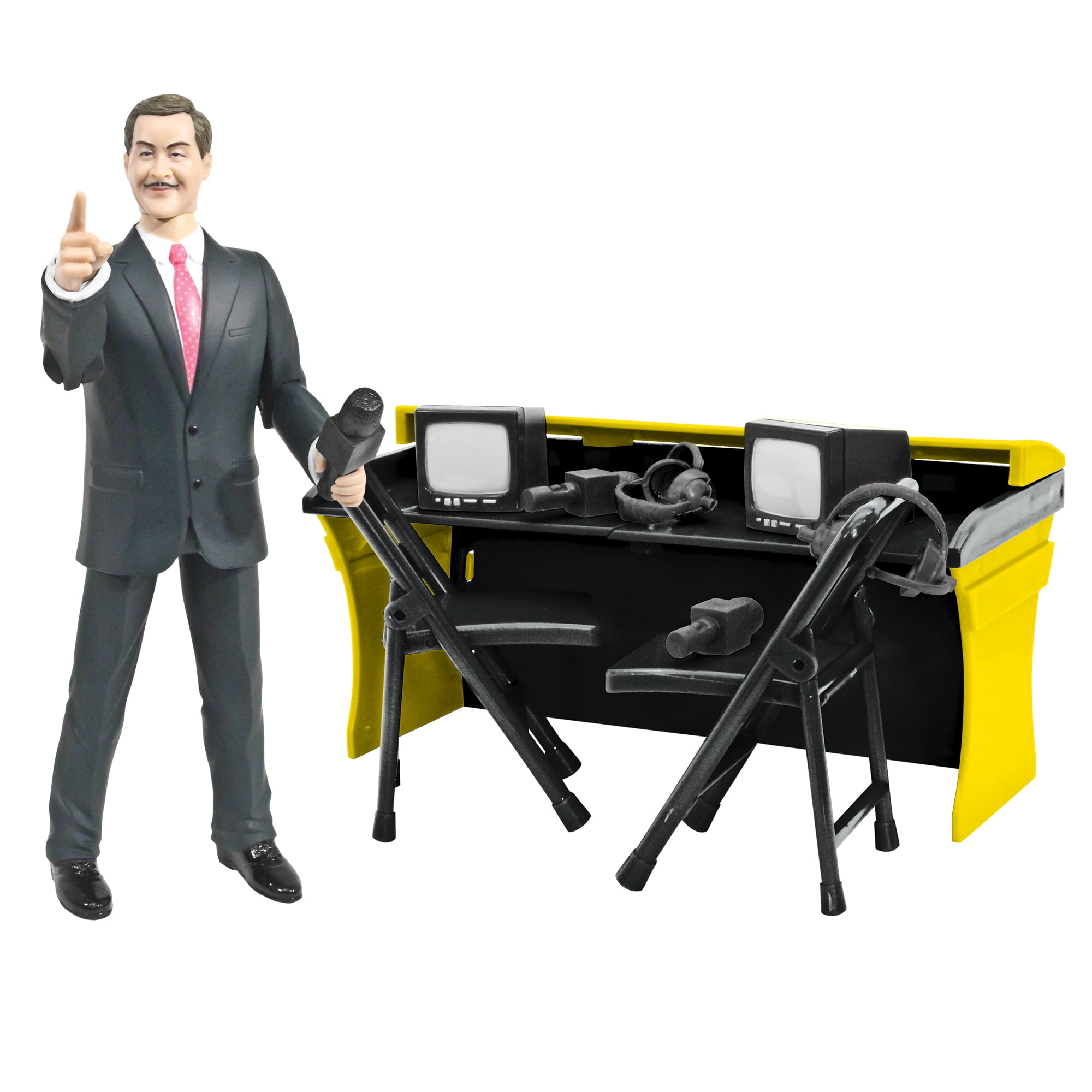 Deluxe Wrestling Figure Commentators Playset with Announcer For