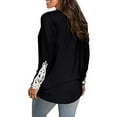 thumbnail image 4 of Anbech Women's Lace Long Sleeve Shirt Round Neck Solid Color Blouse Hem Tightened Tops, 4 of 5