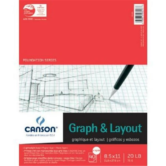 Canson C100510894 8..5 in. x 11 in. Graphique et Feuille de Disposition Pad