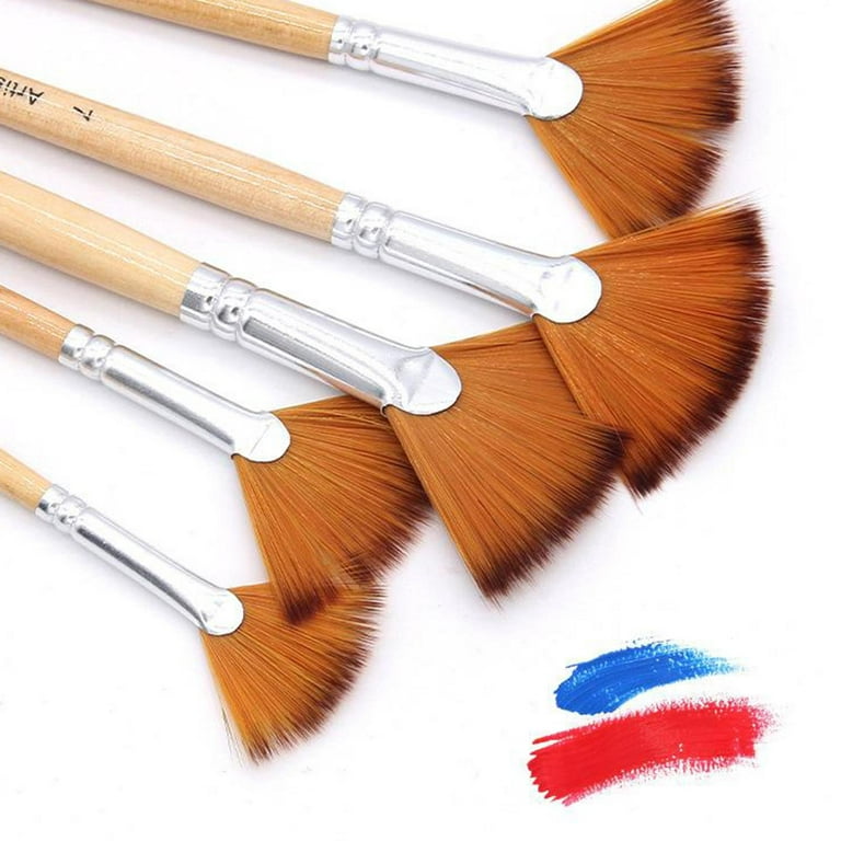 5 Pcs/Pack Fan Shape Paint Brush Set Nylon Hair Drawing Supplies 