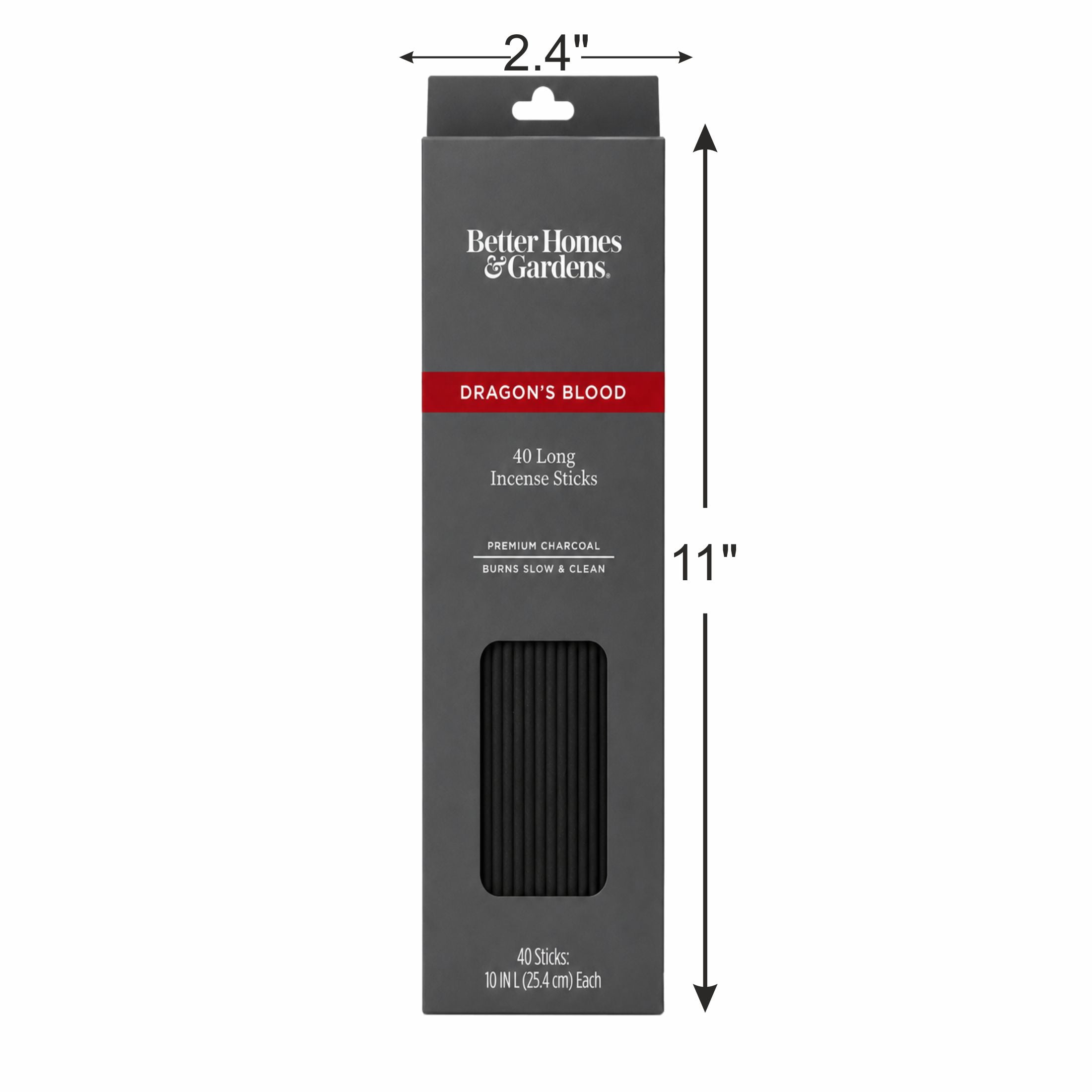 Better Homes & Gardens 10” Premium Charcoal Incense Sticks, Dragon's Blood, 40 Pack