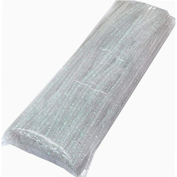 Craft Pipe Cleaners - White Sparkle - Pack of 50
