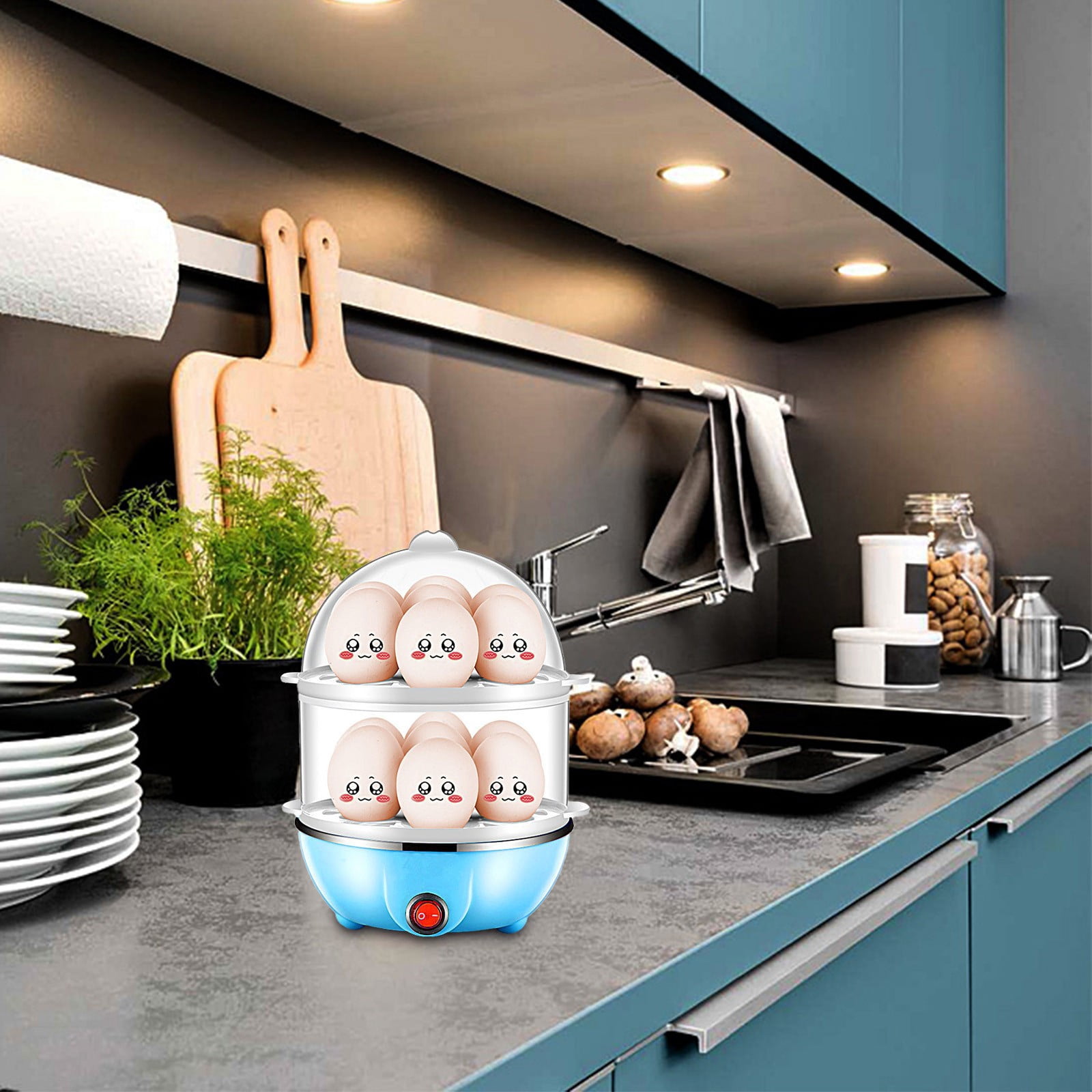 MOUDUO Clearance! Egg Steamer Basket Eggs Cooker Double Breakfast Machine Stainless Steel Multi Function Steamer Egg Steamer Mini