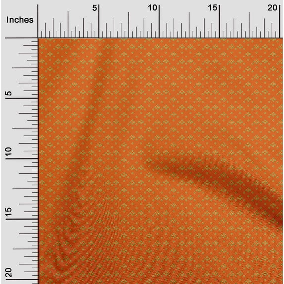 oneOone Cotton Flex Orange Fabric Small Motif Bandhani Sewing Fabric By The Yard Printed Diy Clothing Sewing Supplies 40 Inch Wide