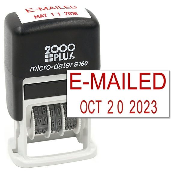 Cosco 2000 PLUS Self-Inking Rubber Date Office Stamp with E-MAILED Phrase & Date - RED Ink (Micro-Dater 160), 12-Year Band