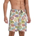 thumbnail image 2 of Balery Glazed Donuts Pantalones cortos de pijama de punto de algodón para hombre con cinturilla y bolsillos-Large, 2 of 6