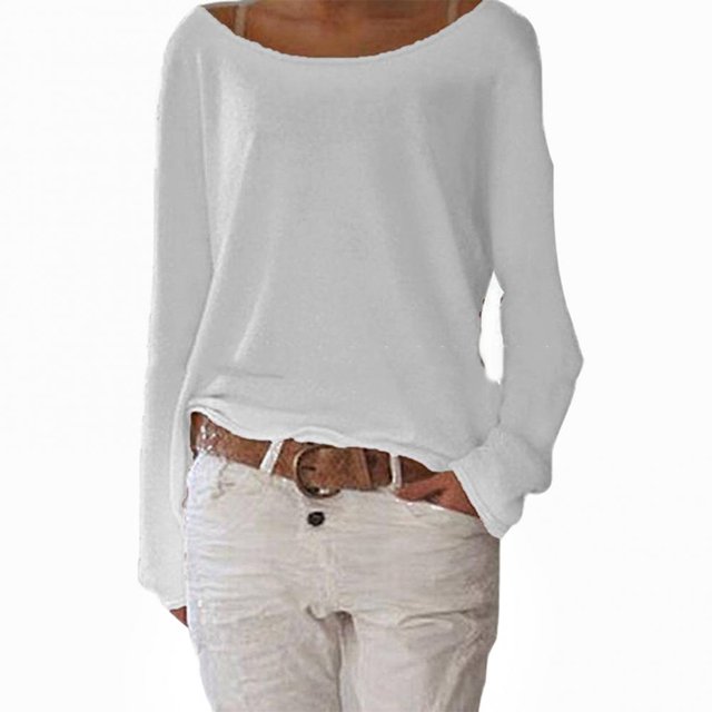 RWJDXD Tunique Tricotée pour Femmes, Manches Longues, Col Rond, Basique, Couleur Unie, S-3TG
