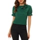 thumbnail image 1 of INSPIRAR CHIC Blusas de Verano para Mujeres de Color Sólido con Lazo en el Cuello y Mangas Cortas para Usar en el Trabajo Verde Profundo 2XL, 1 of 6