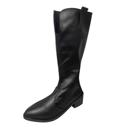 

TAIAOJING Women s Boots Fashion Solid Color Square Heels Comfortable Zipper Mid Calf Boots Round Toe Winter Warm Shoes