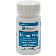 RELIABLE 1 LABORATORIES Senna Plus Docusate Sodium (100 Tablets, Single Pack) - Vegetable Laxative & Stool Softener
